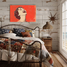Joyful Vintage Laughter Poster with Red Background