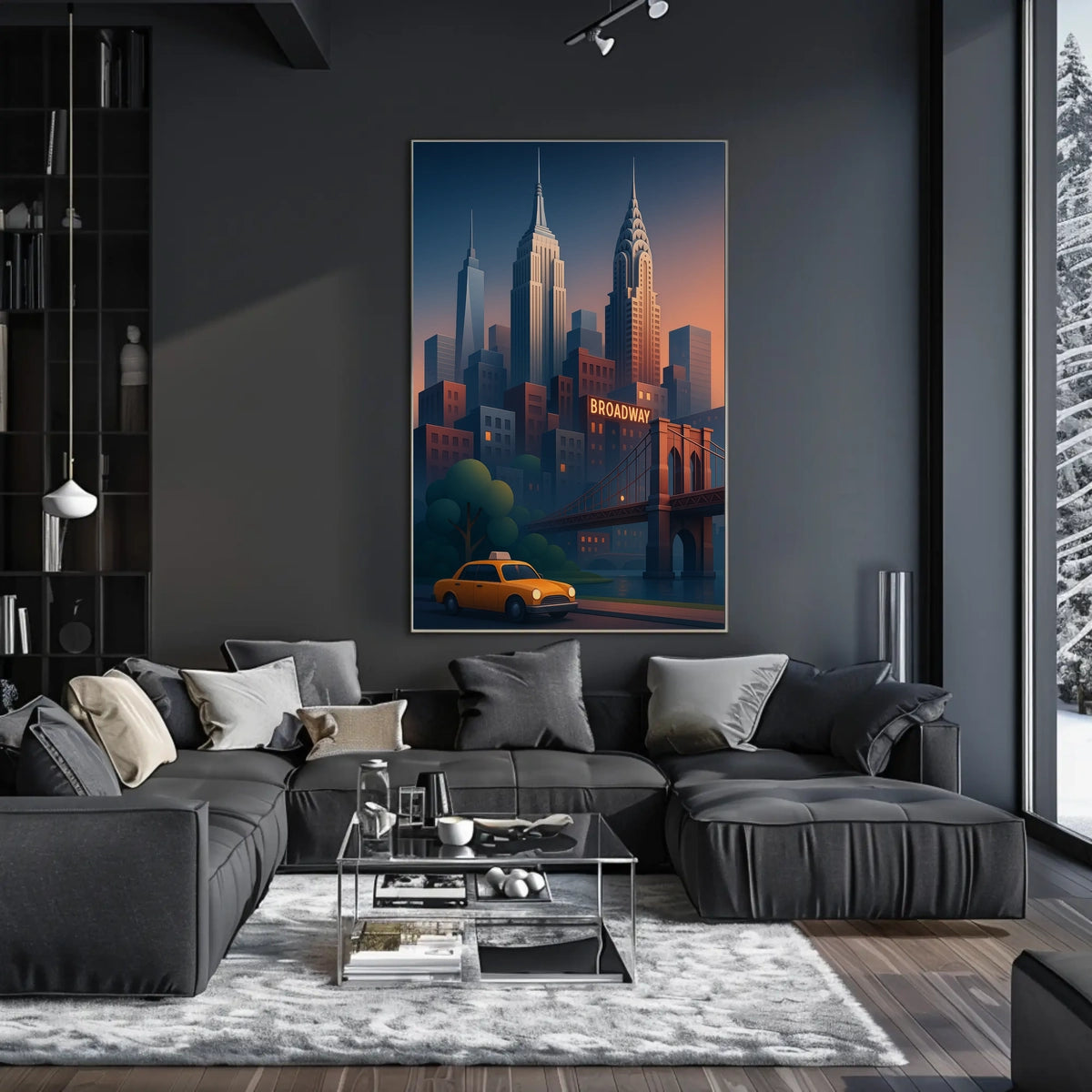 New York City Skyline Broadway Poster Modern Wall Art