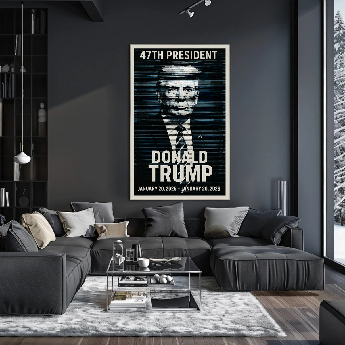 Donald Trump Visionary Leader in Blue Poster
