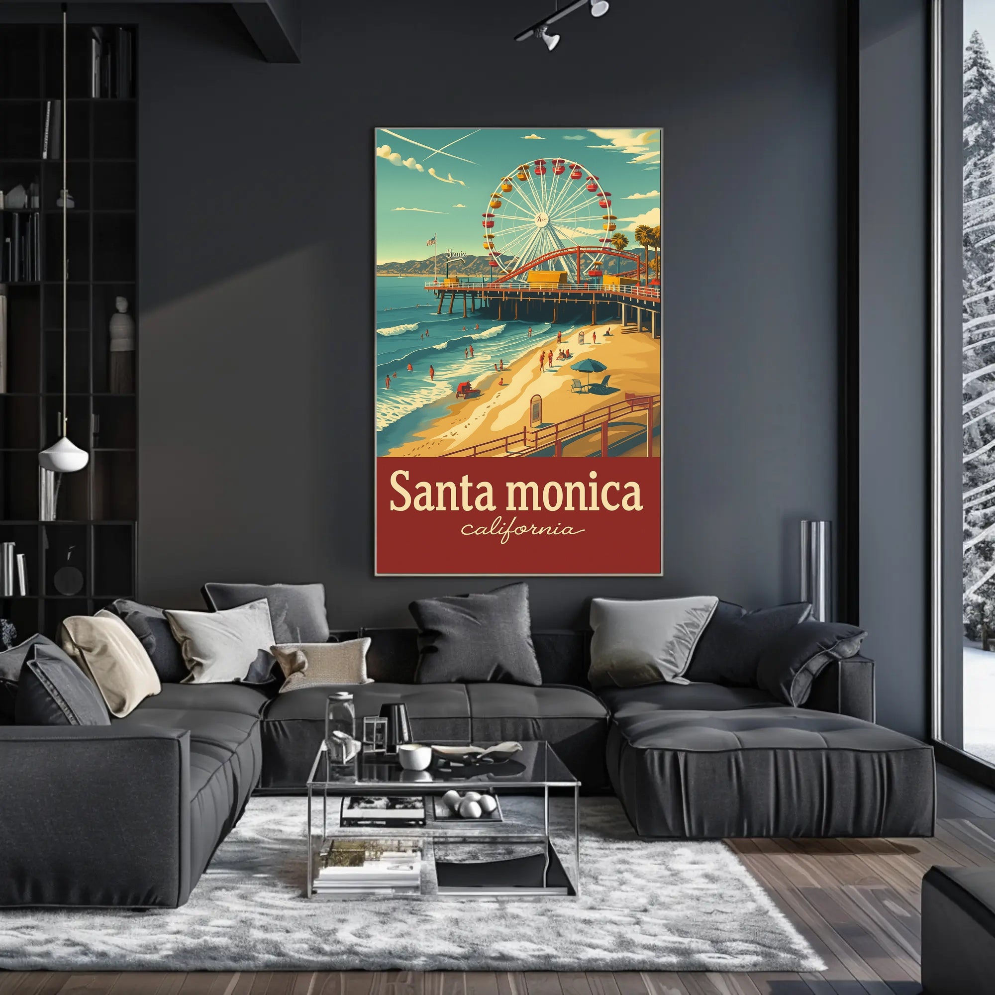 Santa Monica Pier Retro Travel Poster
