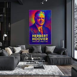 Herbert Hoover 31st President of the United States Neon Gradient Overlay Poster