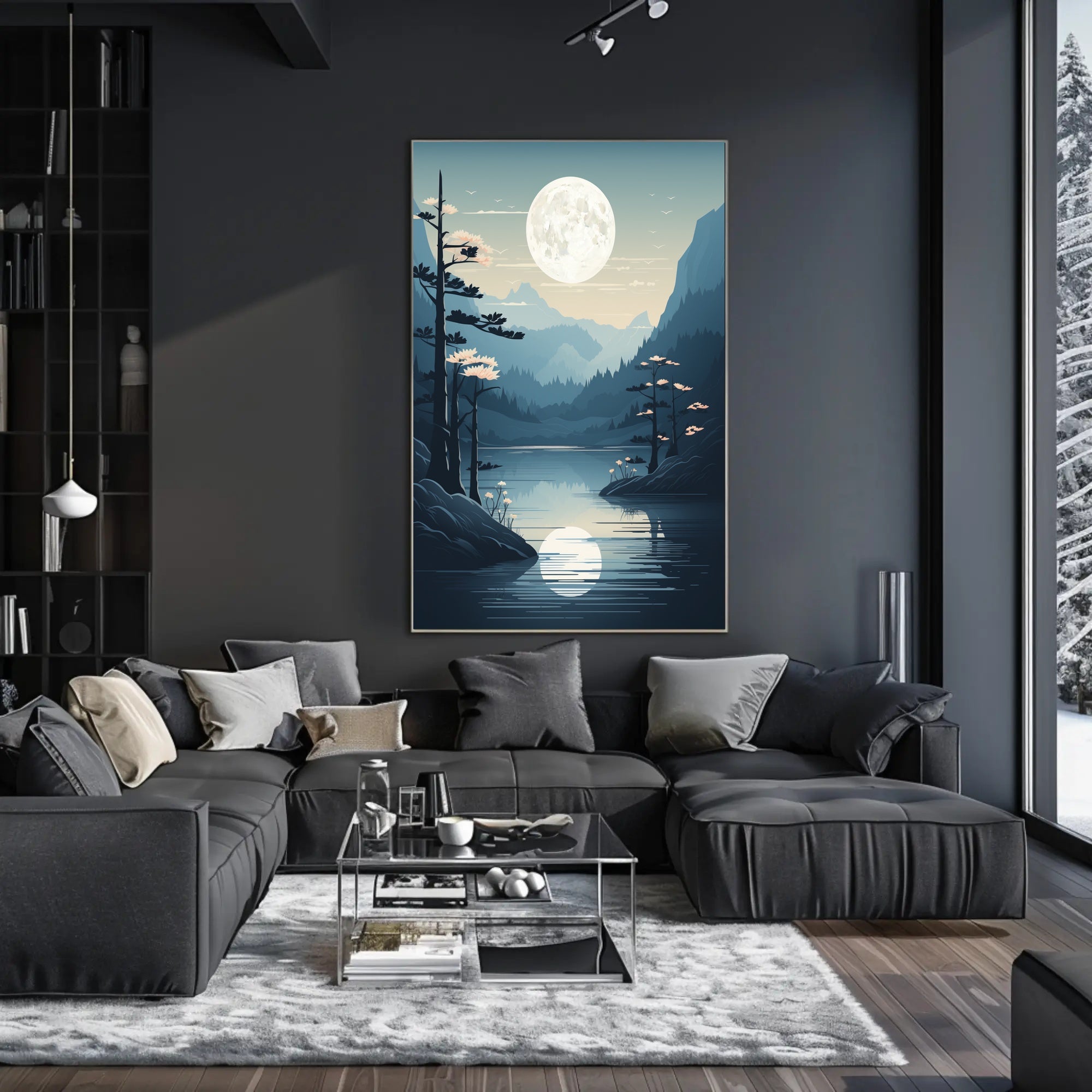 Moonlit Mountain Serenity Poster