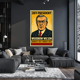 Woodrow Wilson 28th President of the United States Inked Comic Style Poster