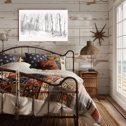 Serene Winter Forest Pencil Sketch Art Poster