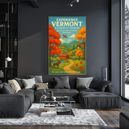 Vermont Scenery Nature Autumn Illustration Poster