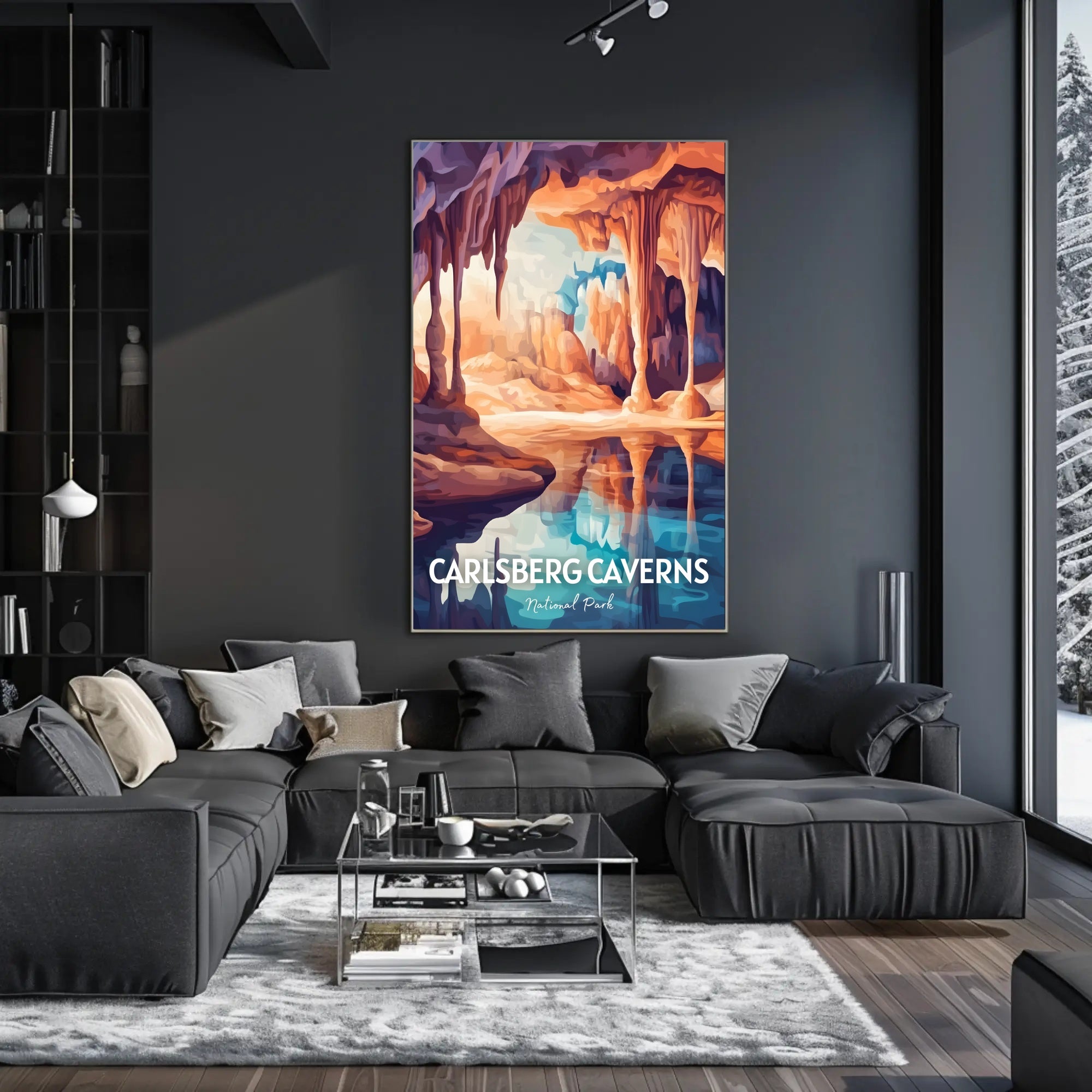 Artistic Carlsberg Caverns National Park Scenic Travel Poster