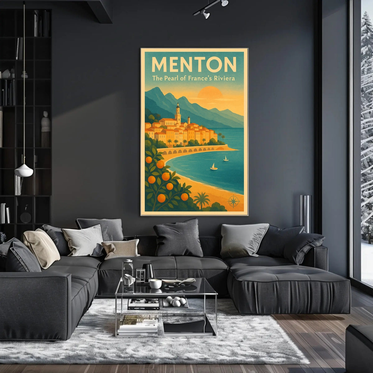 Menton Riviera Vintage Travel Poster: Sunset Serenity