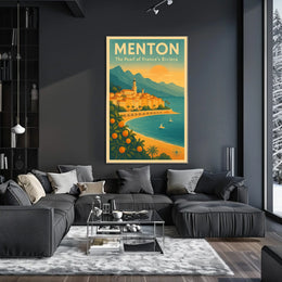 Menton Riviera Vintage Travel Poster: Sunset Serenity