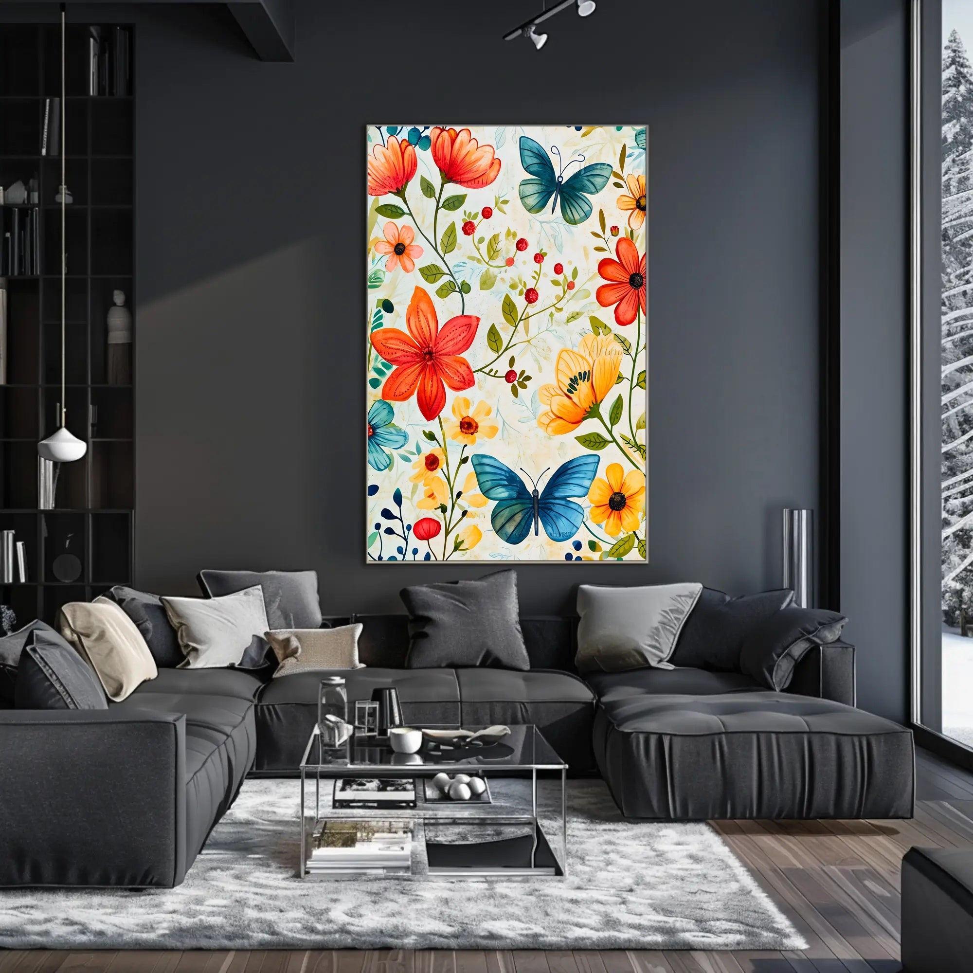 Vibrant Floral Garden: Watercolor Art Poster for Homes