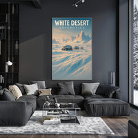 White Desert Futuristic Sci-Fi Travel Poster