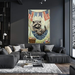 raccoon lounging in a hammock Poster