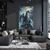 Majestic Dragon Amidst Storm Fantasy or Mythology Poster PosterGoat