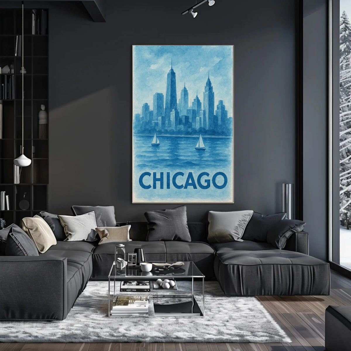 Chicago Skyline Watercolor: Urban or Cityscape Poster