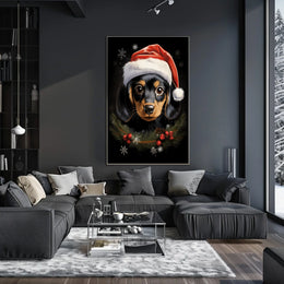 Festive Dog with Santa Hat: Animal Poster