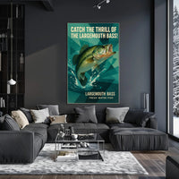 Largemouth Bass Adventure Vintage Fishing Sports Poster