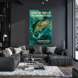 Largemouth Bass Adventure Vintage Fishing Sports Poster