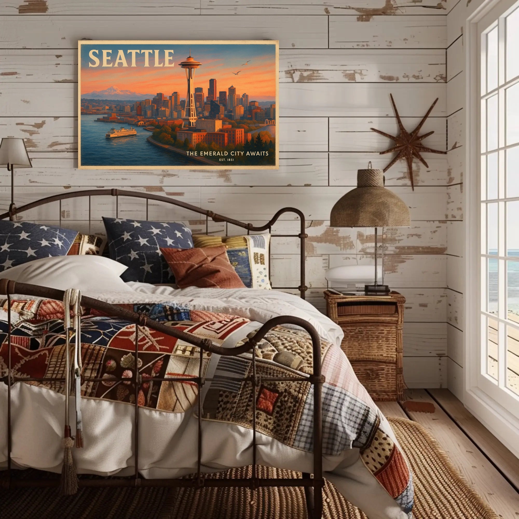 Welcome to Seattle Travel Poster Art Print