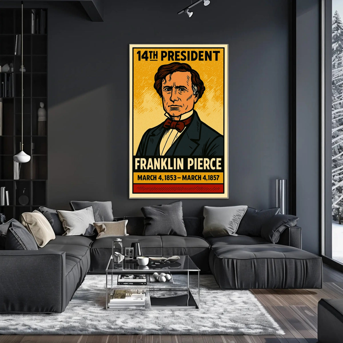 Franklin Pierce 14th President of the United States Inked Comic Style Poster