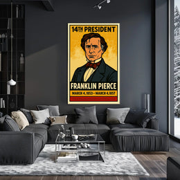 Franklin Pierce 14th President of the United States Inked Comic Style Poster