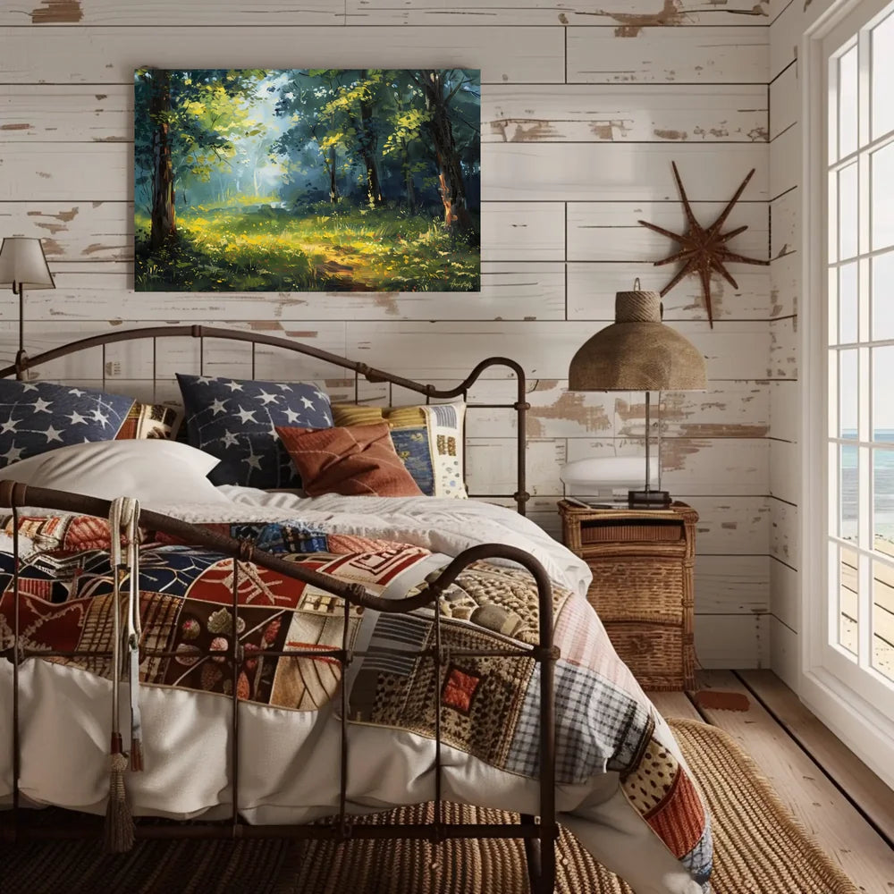 Serene Forest Impressionist Art Poster for Tranquility