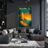 Miami Sunset Magic: Vintage Travel Art Poster