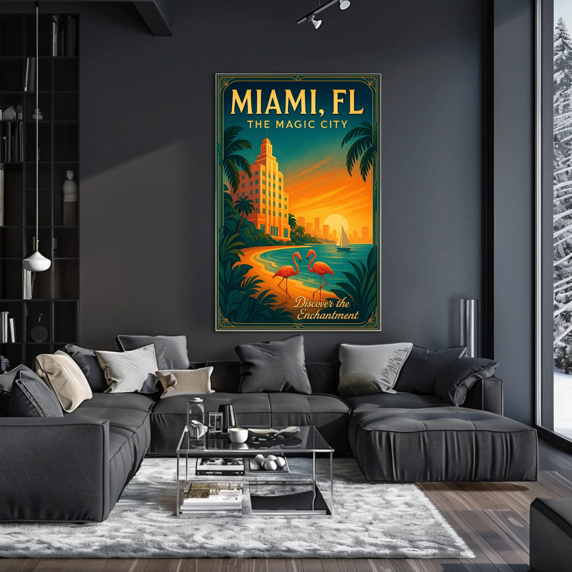 Miami Sunset Magic: Vintage Travel Art Poster