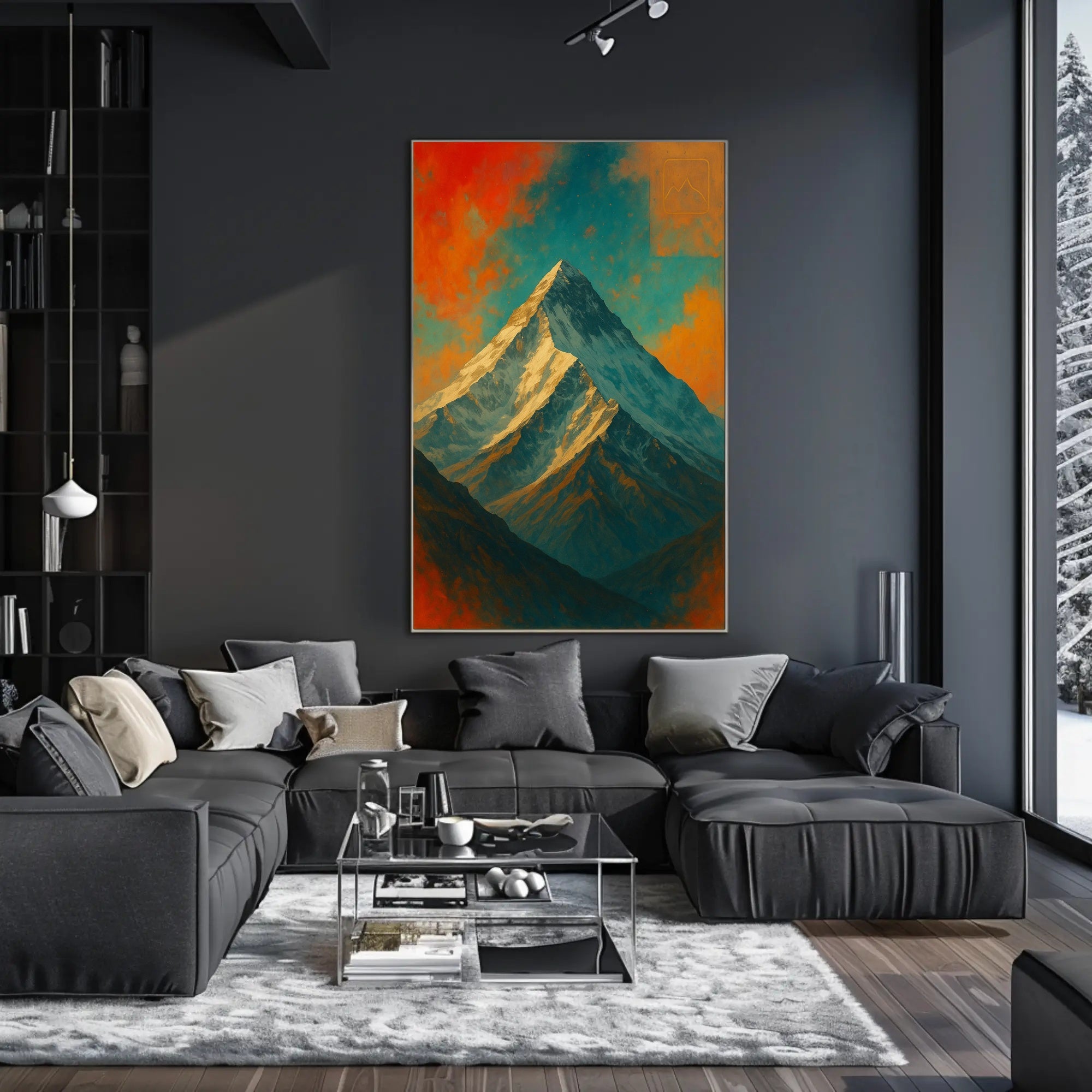 Majestic Mountain Peak Digital Artwork Poster
