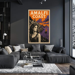 Amalfi Coast Poster Wall Art Coastal Landscape Decor