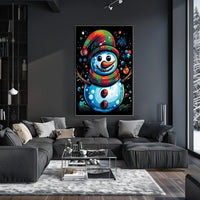 Whimsical Snowman Christmas Wonderland Artistic Poster