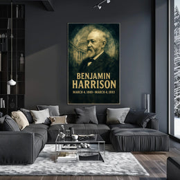 Benjamin Harrison 23rd President of the United States Double Exposure Poster