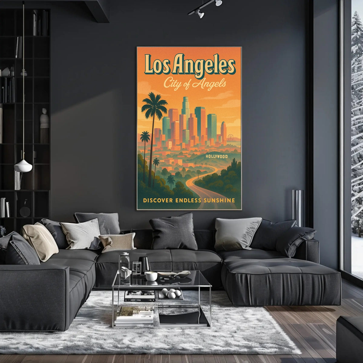 Los Angeles Retro Skyline Travel Poster Art Print