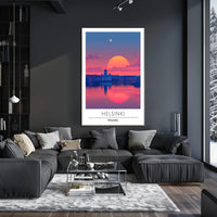 Helsinki Sunset Cityscape Poster Urban or Cityscape Poster