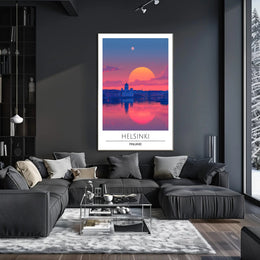Helsinki Sunset Cityscape Poster Urban or Cityscape Poster