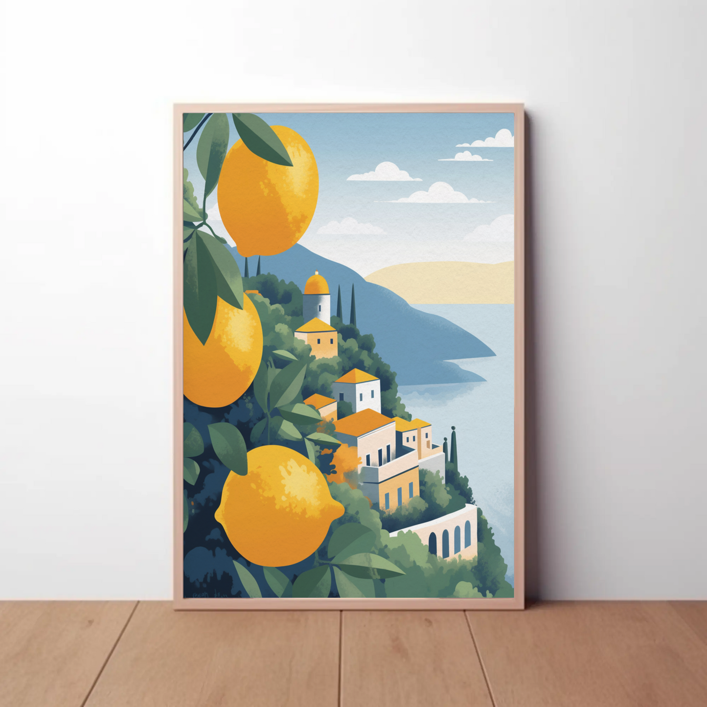 Lemon Trees Over Amalfi Coast Citrus View Travel Poster