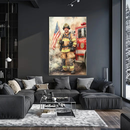 smiling firefighter Poster