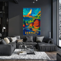 Zermatt Switzerland Scenic Alpine Majesty Wanderlust Lovers Travel Wall Art Poster