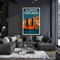 Illinois Chicago The Heartbeat of the Midwest Poster