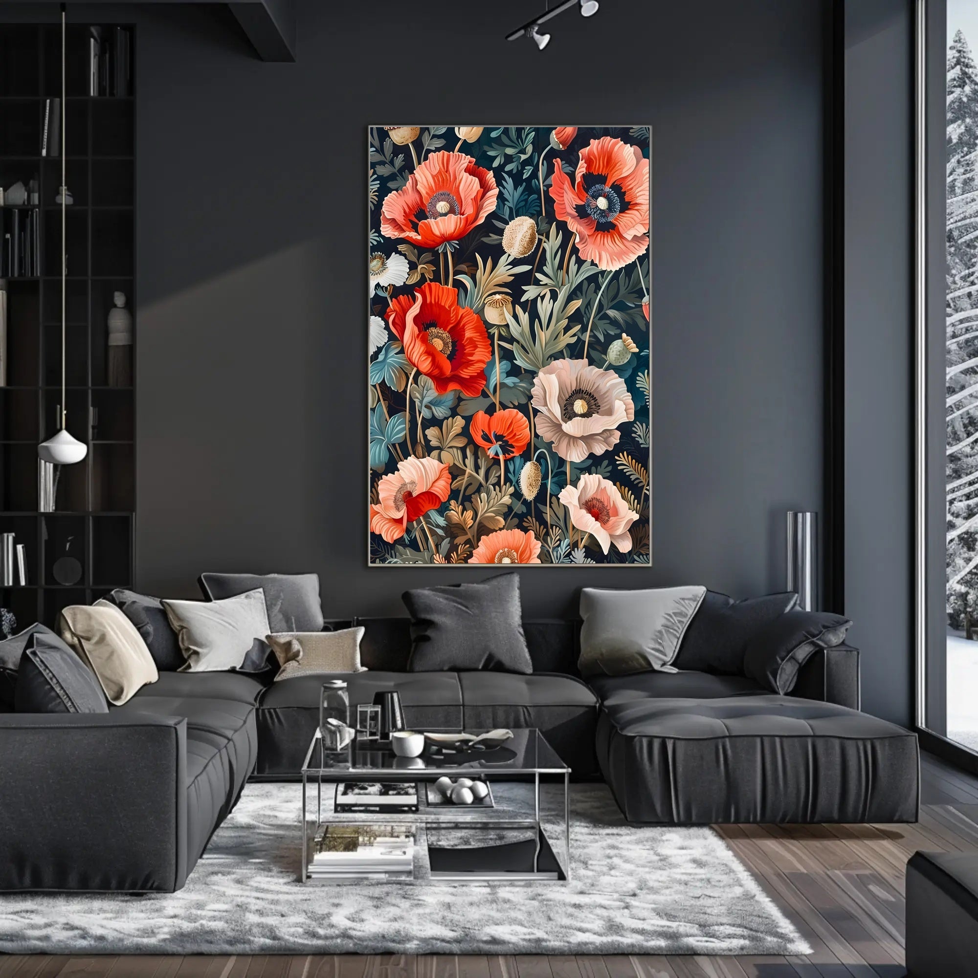 Vibrant Poppies Botanical Floral Poster Art Print