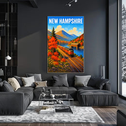 New Hampshire Autumn Train Journey Poster