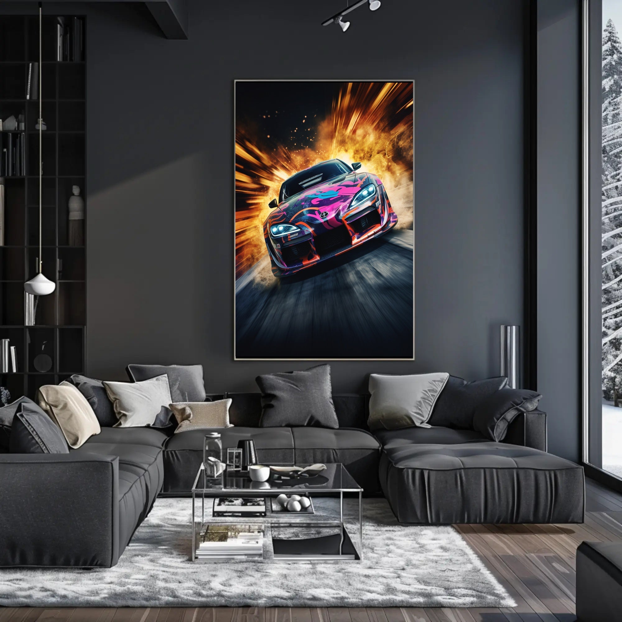 Speed and Power Multicolored Sports Car Poster
