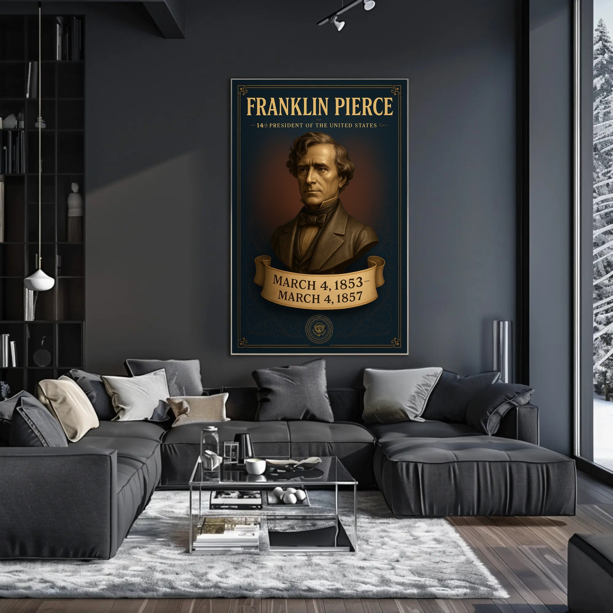 Franklin Pierce vintage presidential portrait poster PosterGoat