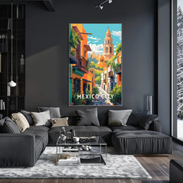 Mexico City Vibrant Street Scene Travel Poster