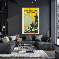 Mount Cook Travel Poster Vintage-Style Landscape