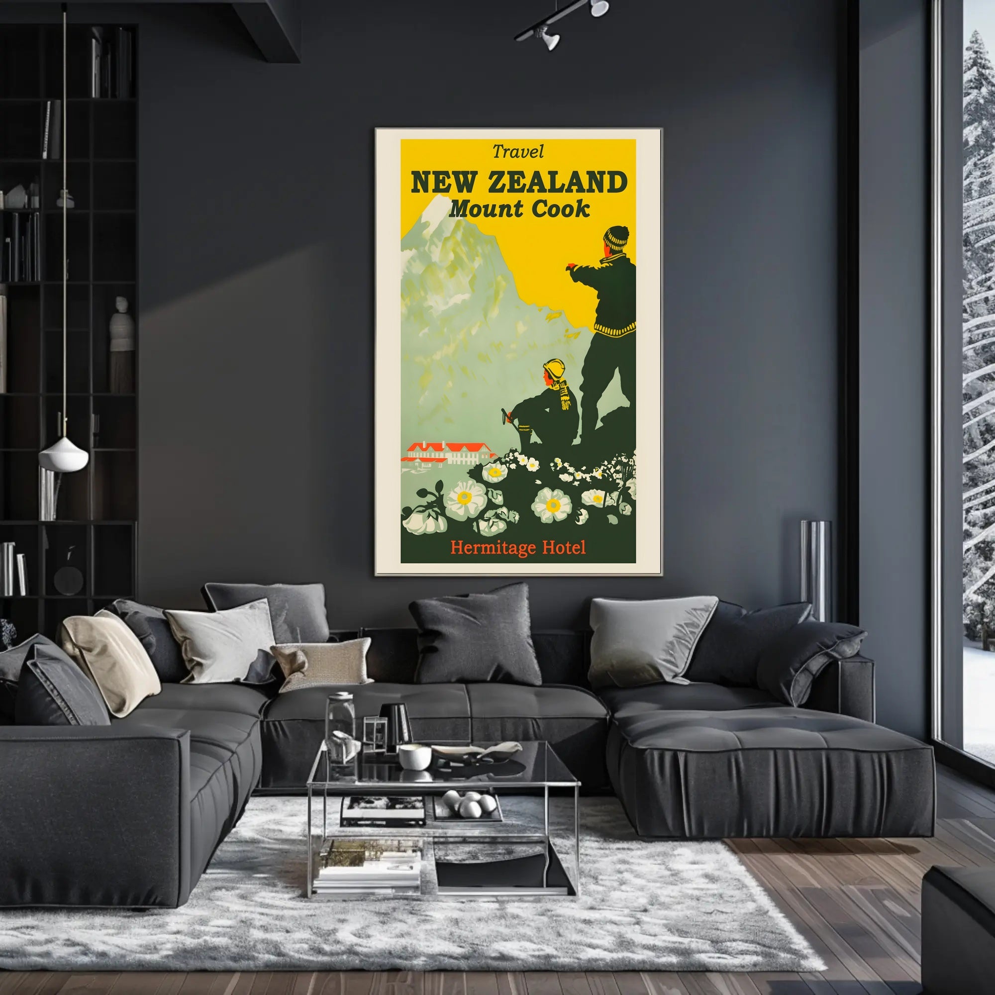 Mount Cook Travel Poster Vintage-Style Landscape