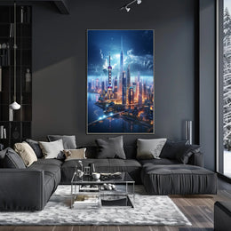 Futuristic Skyline At Twilight Poster