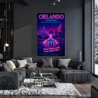 Orlando's Futuristic Neon Dreamscape: Urban Cityscape Poster