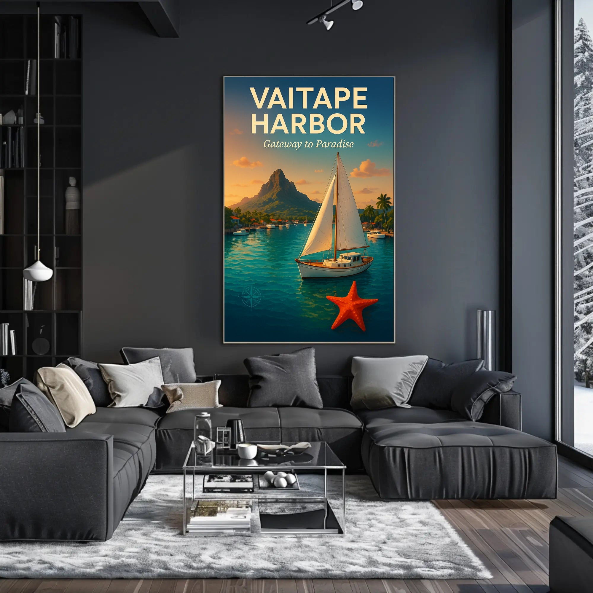 Vaitape Harbor Tropical Escape Travel Poster PosterGoat