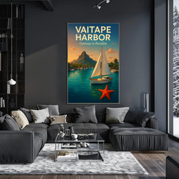 Vaitape Harbor Tropical Escape Travel Poster PosterGoat