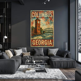 Columbus Georgia Minimalist Cityscape Home Decor Poster