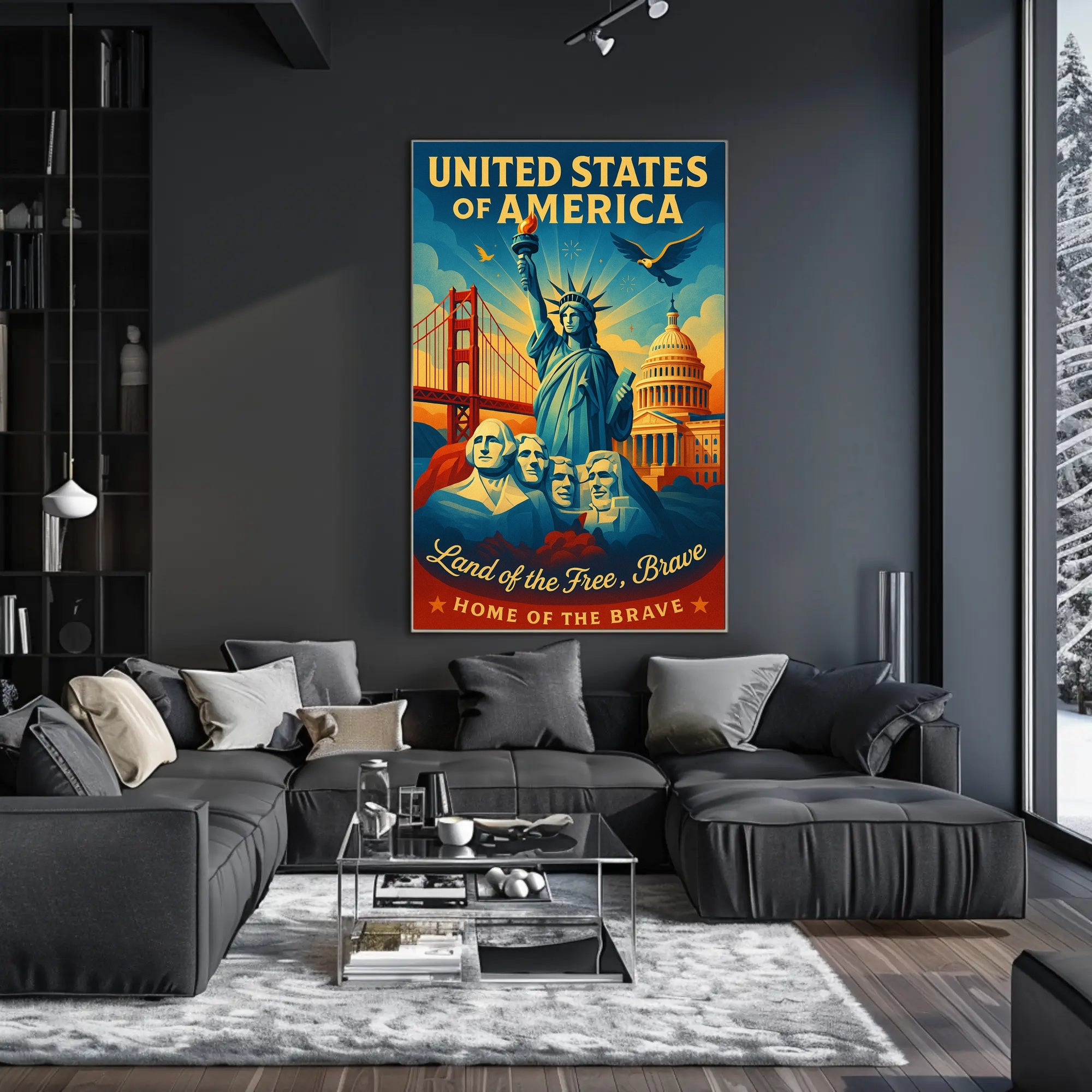 United States of America Land of the Free Poster PosterGoat